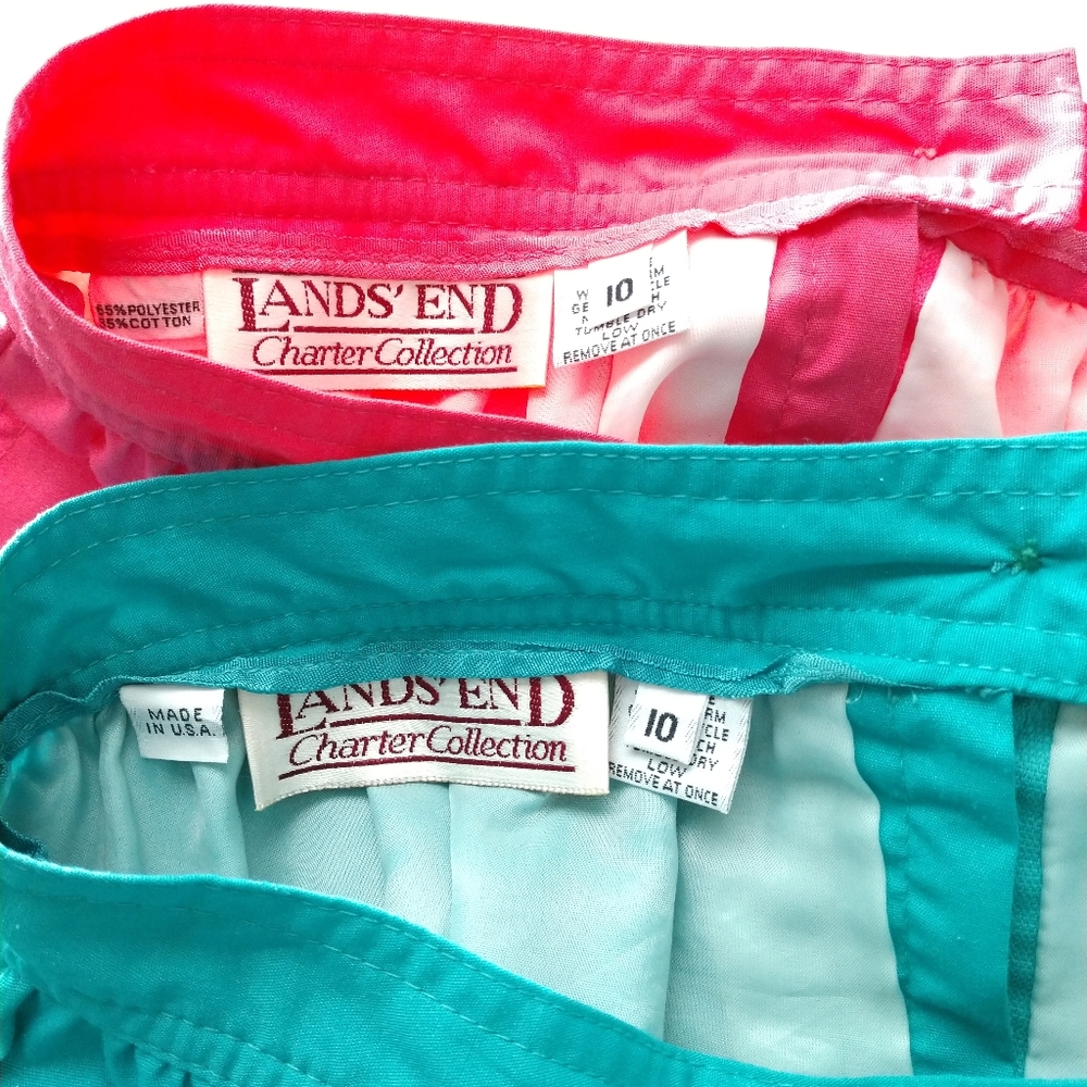 2 Lands' End Skirts Skirt 80s Charter Collection Green & Pink Pockets Size 10 - Picture 10 of 10